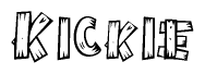The clipart image shows the name Kickie stylized to look as if it has been constructed out of wooden planks or logs. Each letter is designed to resemble pieces of wood.