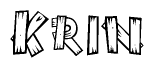 The clipart image shows the name Krin stylized to look as if it has been constructed out of wooden planks or logs. Each letter is designed to resemble pieces of wood.