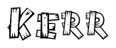 The clipart image shows the name Kerr stylized to look as if it has been constructed out of wooden planks or logs. Each letter is designed to resemble pieces of wood.