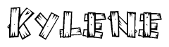 The image contains the name Kylene written in a decorative, stylized font with a hand-drawn appearance. The lines are made up of what appears to be planks of wood, which are nailed together