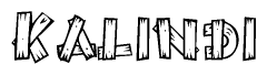 The clipart image shows the name Kalindi stylized to look like it is constructed out of separate wooden planks or boards, with each letter having wood grain and plank-like details.