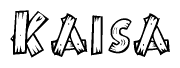 The clipart image shows the name Kaisa stylized to look as if it has been constructed out of wooden planks or logs. Each letter is designed to resemble pieces of wood.