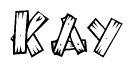 The clipart image shows the name Kay stylized to look as if it has been constructed out of wooden planks or logs. Each letter is designed to resemble pieces of wood.