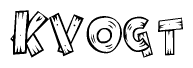 The clipart image shows the name Kvogt stylized to look like it is constructed out of separate wooden planks or boards, with each letter having wood grain and plank-like details.