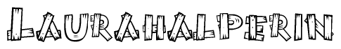 The clipart image shows the name Laurahalperin stylized to look as if it has been constructed out of wooden planks or logs. Each letter is designed to resemble pieces of wood.