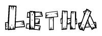 The clipart image shows the name Letha stylized to look like it is constructed out of separate wooden planks or boards, with each letter having wood grain and plank-like details.