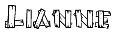 The image contains the name Lianne written in a decorative, stylized font with a hand-drawn appearance. The lines are made up of what appears to be planks of wood, which are nailed together