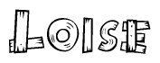 The clipart image shows the name Loise stylized to look like it is constructed out of separate wooden planks or boards, with each letter having wood grain and plank-like details.
