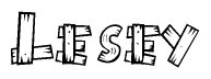 The clipart image shows the name Lesey stylized to look as if it has been constructed out of wooden planks or logs. Each letter is designed to resemble pieces of wood.