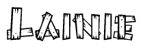 The clipart image shows the name Lainie stylized to look like it is constructed out of separate wooden planks or boards, with each letter having wood grain and plank-like details.
