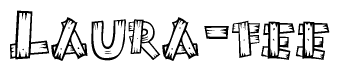 The image contains the name Laura-fee written in a decorative, stylized font with a hand-drawn appearance. The lines are made up of what appears to be planks of wood, which are nailed together