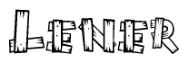 The clipart image shows the name Lener stylized to look like it is constructed out of separate wooden planks or boards, with each letter having wood grain and plank-like details.