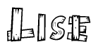 The clipart image shows the name Lise stylized to look like it is constructed out of separate wooden planks or boards, with each letter having wood grain and plank-like details.