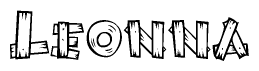 The clipart image shows the name Leonna stylized to look as if it has been constructed out of wooden planks or logs. Each letter is designed to resemble pieces of wood.