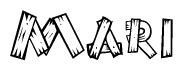 The clipart image shows the name Mari stylized to look like it is constructed out of separate wooden planks or boards, with each letter having wood grain and plank-like details.