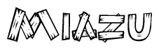 The clipart image shows the name Miazu stylized to look as if it has been constructed out of wooden planks or logs. Each letter is designed to resemble pieces of wood.