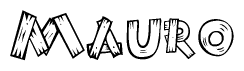 The image contains the name Mauro written in a decorative, stylized font with a hand-drawn appearance. The lines are made up of what appears to be planks of wood, which are nailed together
