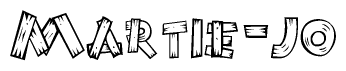 The clipart image shows the name Martie-jo stylized to look like it is constructed out of separate wooden planks or boards, with each letter having wood grain and plank-like details.