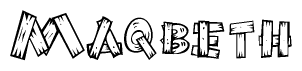 The image contains the name Maqbeth written in a decorative, stylized font with a hand-drawn appearance. The lines are made up of what appears to be planks of wood, which are nailed together