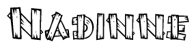 The clipart image shows the name Nadinne stylized to look like it is constructed out of separate wooden planks or boards, with each letter having wood grain and plank-like details.