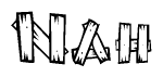 The image contains the name Nah written in a decorative, stylized font with a hand-drawn appearance. The lines are made up of what appears to be planks of wood, which are nailed together