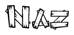 The clipart image shows the name Naz stylized to look like it is constructed out of separate wooden planks or boards, with each letter having wood grain and plank-like details.