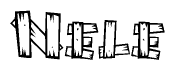 The clipart image shows the name Nele stylized to look like it is constructed out of separate wooden planks or boards, with each letter having wood grain and plank-like details.