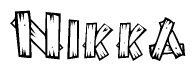 The clipart image shows the name Nikka stylized to look as if it has been constructed out of wooden planks or logs. Each letter is designed to resemble pieces of wood.