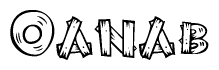 The clipart image shows the name Oanab stylized to look like it is constructed out of separate wooden planks or boards, with each letter having wood grain and plank-like details.