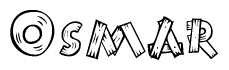 The clipart image shows the name Osmar stylized to look like it is constructed out of separate wooden planks or boards, with each letter having wood grain and plank-like details.