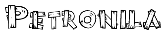 The clipart image shows the name Petronila stylized to look like it is constructed out of separate wooden planks or boards, with each letter having wood grain and plank-like details.