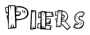 The clipart image shows the name Piers stylized to look as if it has been constructed out of wooden planks or logs. Each letter is designed to resemble pieces of wood.