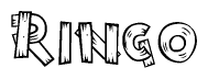 The image contains the name Ringo written in a decorative, stylized font with a hand-drawn appearance. The lines are made up of what appears to be planks of wood, which are nailed together