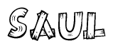 The clipart image shows the name Saul stylized to look like it is constructed out of separate wooden planks or boards, with each letter having wood grain and plank-like details.
