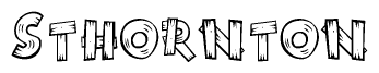 The clipart image shows the name Sthornton stylized to look like it is constructed out of separate wooden planks or boards, with each letter having wood grain and plank-like details.