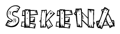 The clipart image shows the name Sekena stylized to look like it is constructed out of separate wooden planks or boards, with each letter having wood grain and plank-like details.