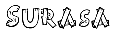 The clipart image shows the name Surasa stylized to look like it is constructed out of separate wooden planks or boards, with each letter having wood grain and plank-like details.