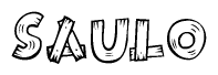 The clipart image shows the name Saulo stylized to look as if it has been constructed out of wooden planks or logs. Each letter is designed to resemble pieces of wood.