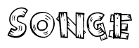 The clipart image shows the name Songe stylized to look like it is constructed out of separate wooden planks or boards, with each letter having wood grain and plank-like details.