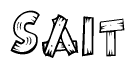 The clipart image shows the name Sait stylized to look like it is constructed out of separate wooden planks or boards, with each letter having wood grain and plank-like details.