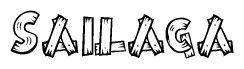 The clipart image shows the name Sailaga stylized to look as if it has been constructed out of wooden planks or logs. Each letter is designed to resemble pieces of wood.
