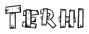 The clipart image shows the name Terhi stylized to look like it is constructed out of separate wooden planks or boards, with each letter having wood grain and plank-like details.