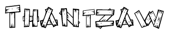 The clipart image shows the name Thantzaw stylized to look like it is constructed out of separate wooden planks or boards, with each letter having wood grain and plank-like details.