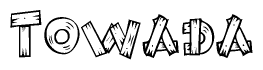 The clipart image shows the name Towada stylized to look like it is constructed out of separate wooden planks or boards, with each letter having wood grain and plank-like details.