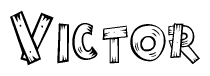 The clipart image shows the name Victor stylized to look like it is constructed out of separate wooden planks or boards, with each letter having wood grain and plank-like details.