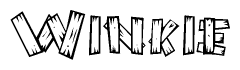 The image contains the name Winkie written in a decorative, stylized font with a hand-drawn appearance. The lines are made up of what appears to be planks of wood, which are nailed together