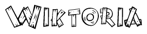 The clipart image shows the name Wiktoria stylized to look as if it has been constructed out of wooden planks or logs. Each letter is designed to resemble pieces of wood.
