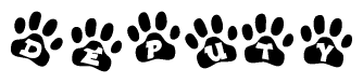 The image shows a row of animal paw prints, each containing a letter. The letters spell out the word Deputy within the paw prints.