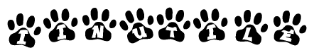 The image shows a series of animal paw prints arranged horizontally. Within each paw print, there's a letter; together they spell Iinutile