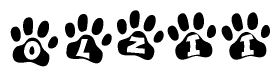 The image shows a series of animal paw prints arranged horizontally. Within each paw print, there's a letter; together they spell Olzii